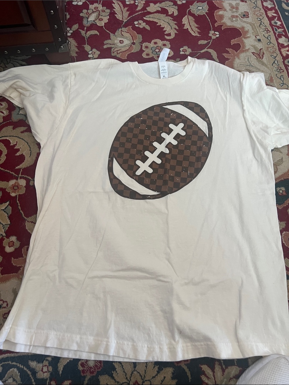 Cream Short-Sleeve Football Crewneck Tee